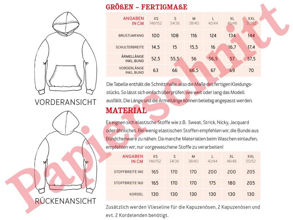 Papierschnittmuster schmaler Sweater Frau Deniz XS-XXL